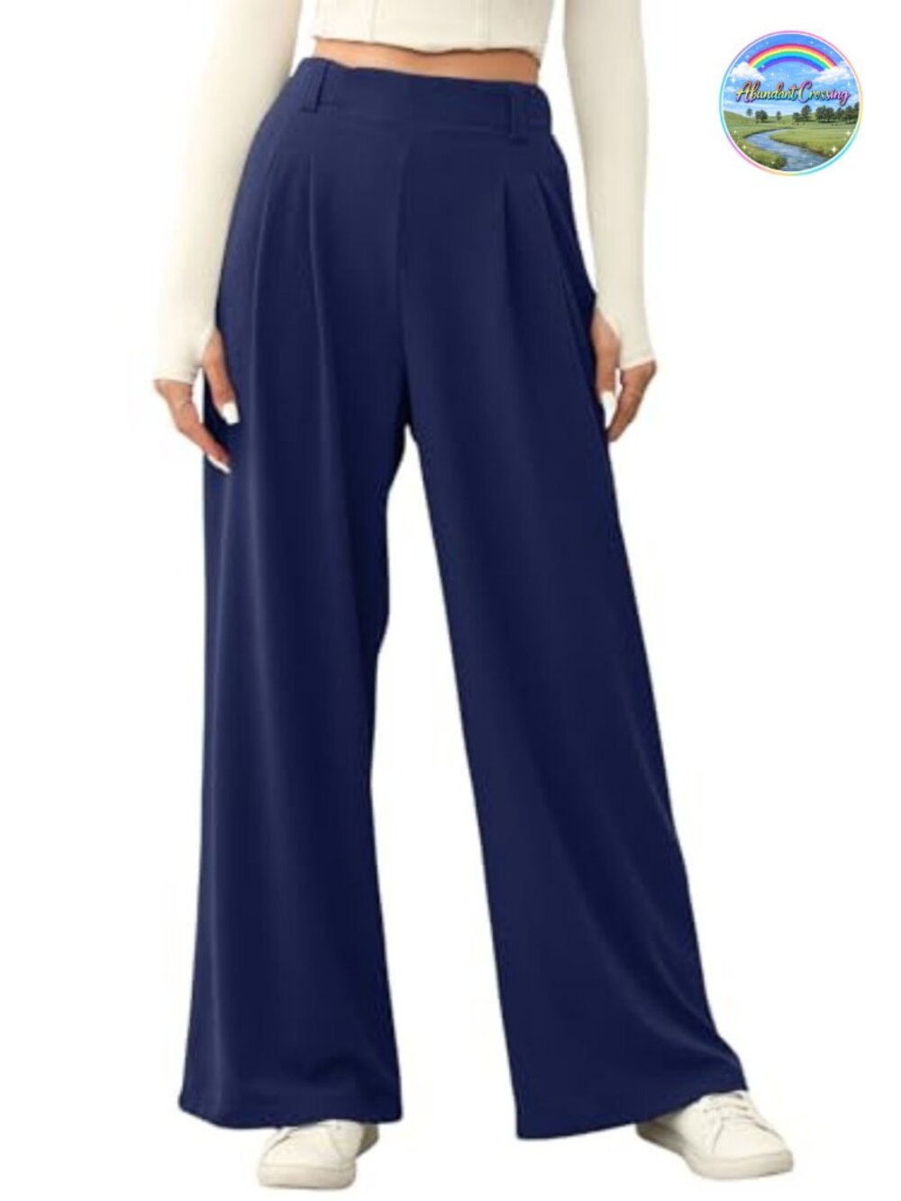 Womens Wide Leg Fleece Lined Waffle Knit Pants Pockets High Waist Work Lounge